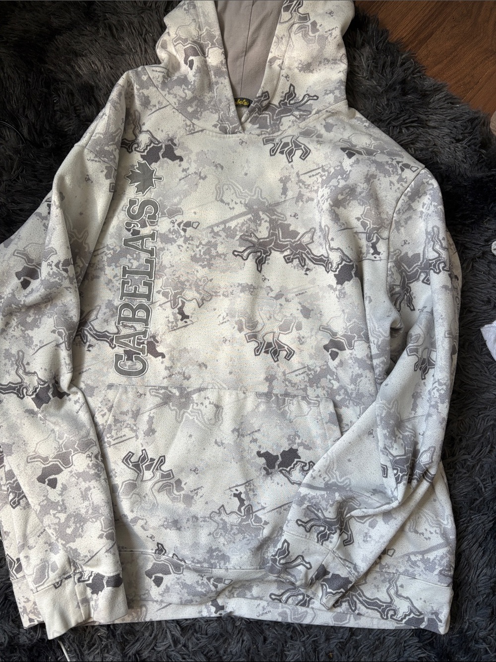 Cabela's Men's White and Gray Camo Crewneck Hoodie
